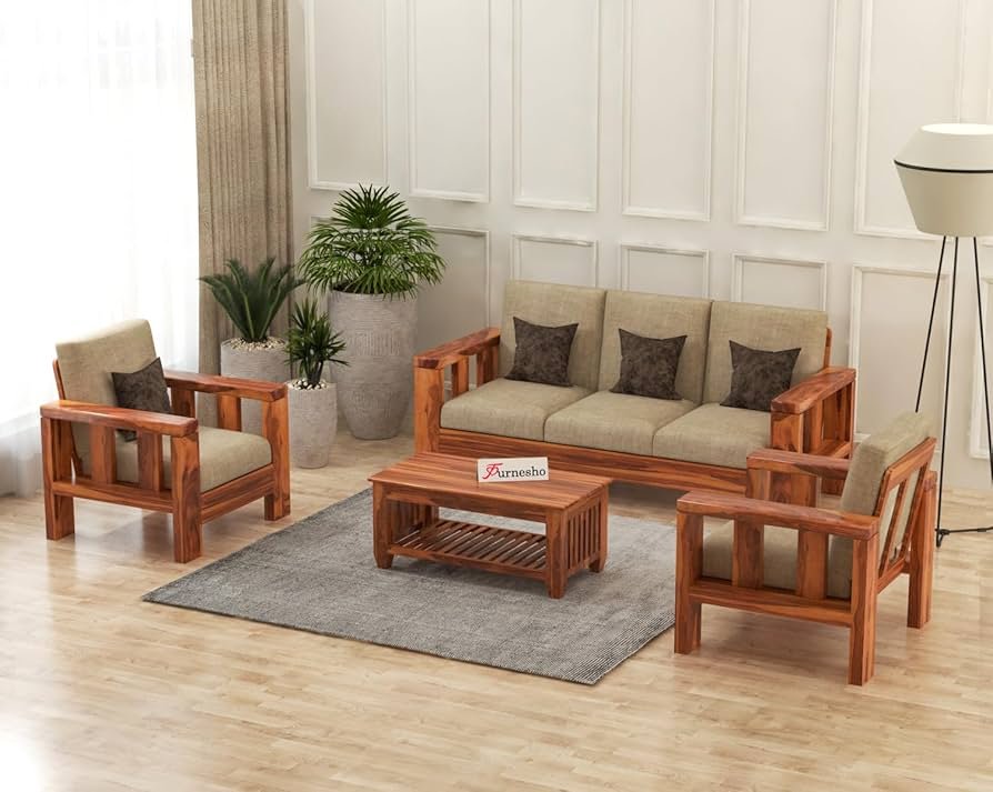 living Living Room Wooden Sofa Set for Living Room Furniture - Image 1
