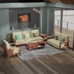 Wooden 3+2+1 Seater Sofa Set Classic 6-Seater Sofa